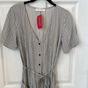Pinstriped Wide Leg button up Jumpsuit